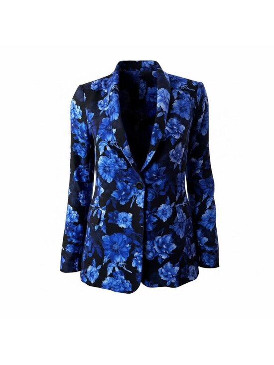 Alice + Olivia Jackets & Blazers - Alice + Olivia Black Blue Floral Single-Button Women's Blazer Size 4